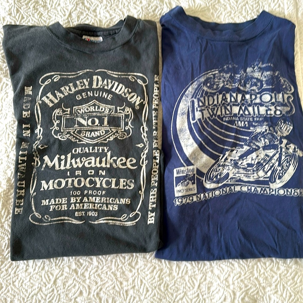 VTG Motorcycle T-Shirts Large. 1979 & 1982